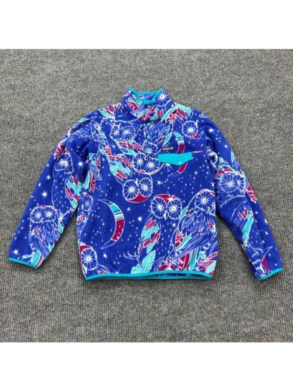Patagonia Synchilla Snap-T Pull Over Harvest Moon Owl Light Weight Womens Small